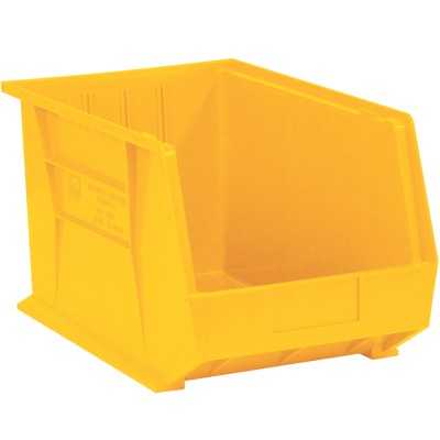 Box Partners Plastic Stack & Hang Bin Boxes 18" x 11" x 10" Yellow 4/Case BINP1811Y