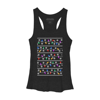 Women's Design By Humans Christmas Garland Lights Retro Pixel Pattern By R4Design Racerback Tank Top
