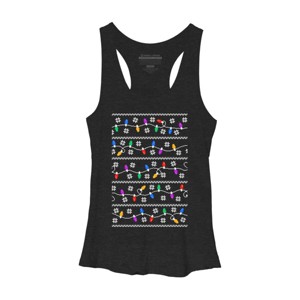 Women's Design By Humans Christmas Garland Lights Retro Pixel Pattern By R4Design Racerback Tank Top - 1 of 3