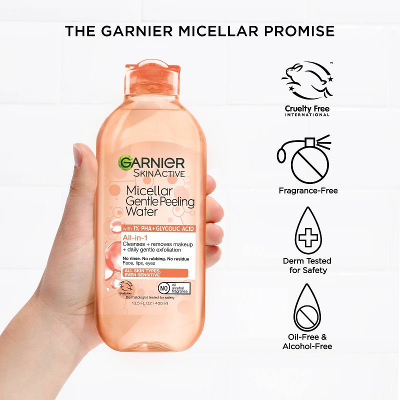 Garnier SkinActive Peeling PHA + Glycolic Acid Micellar Water Face Cleanser - 13.5 fl oz, 6 of 9