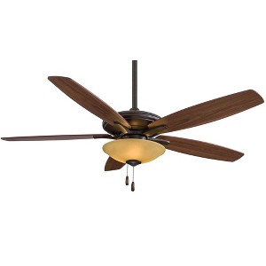 52" Minka Aire Mojo Oil Rubbed Bronze LED Indoor Ceiling Fan Tea Stained Glass Light Pull Chain for Living Room Dining Bedroom Kitchen - 1 of 4