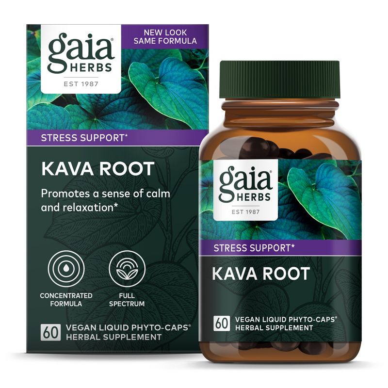 Gaia Herbs Kava Root - Helps Sustain a Sense of Natural Calm and Relaxation During Times of Stress - 60 Vegan Liquid Phyto-Capsules, 1 of 9