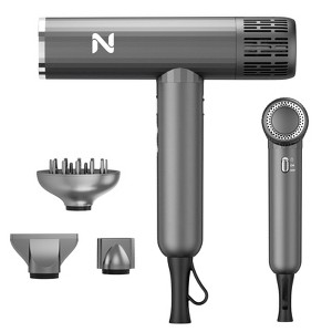 Natrial Ionic Professional Hair Dryer with Diffuser for Curly,1600W&110000RPM High Speed Blow Dryer for Women,Lock Function, Home Travel Salon,Gray - 1 of 4
