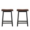 Tangkula Set of 2 Bar Stools 24"H Saddle Seat Pub Chair Home Kitchen Dining Room Brown - 2 of 4