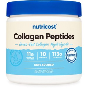 Nutricost Collagen Peptides Powder 4 oz (Unflavored) Type I, Type III Collagen - Grass-Fed, Gluten Free and GMO-Free - 1 of 4