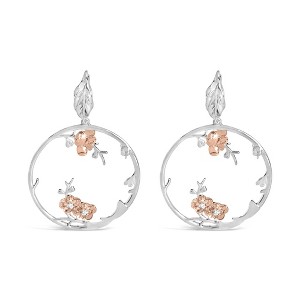 Haus of Brilliance Rose Gold Plated Silver 1/10 Cttw Diamond Floral Hoop Earrings - 1 of 4