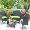 Outdoor Wicker Patio Set with Loveseat, Armchairs, and Tea Table - Water-Resistant Cushions & UV Protection - 3 of 4