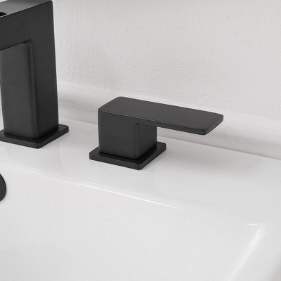 Matte Black Widespread 2-Handle Bathroom Faucet with Metal Drain