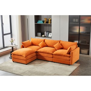 99" Chenille Upholstery Modular L-Shaped Sectional Sofa, 4-Piece Free Combination Couch - 1 of 4