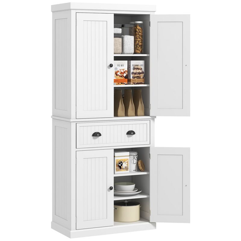 HOMCOM 72" Traditional Freestanding Kitchen Pantry Cabinet Cupboard with Doors and 3 Adjustable Shelves, 1 of 7