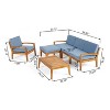 GDFStudio Parma Outdoor Acacia Wood 5 Seater Sectional Sofa and Club Chair Chat Set with Ottoman - 3 of 4