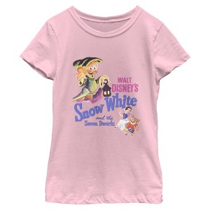 Girls Snow White and the Seven Dwarfs Retro Dopey Logo T Shirt - 1 of 4