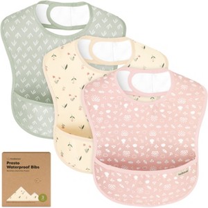 KeaBabies 3pk Presto Baby Bibs Waterproof with Food Catcher, Lightweight Toddler Bibs for Eating - 1 of 4