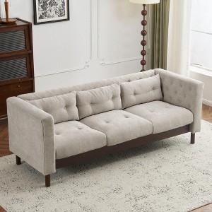 78" Linen-like 3-Seater Sofa with Spacious Seating, Plush Cushions and Rubber Wood Legs - 1 of 4