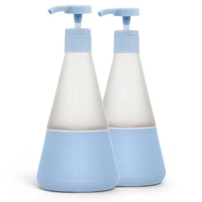 LunaLulinlk Dish Soap Glass Dispenser, Shatter Resistant, Periwinkle Blue, 2 Pack, 14 oz