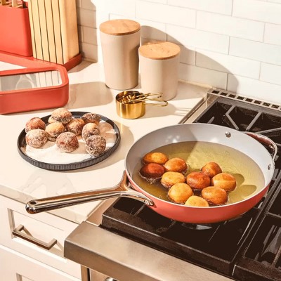 Cream Ceramic Nonstick 12" Stir Fry Pan with Stainless Steel Handles
