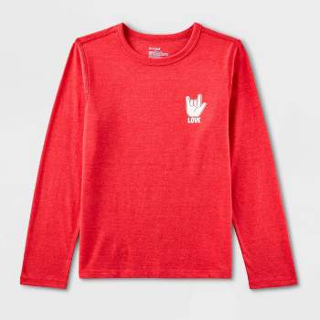 Kids' Adaptive 'Love' Long Sleeve Valentine's Day Graphic T-Shirt - Cat & Jack™ Red