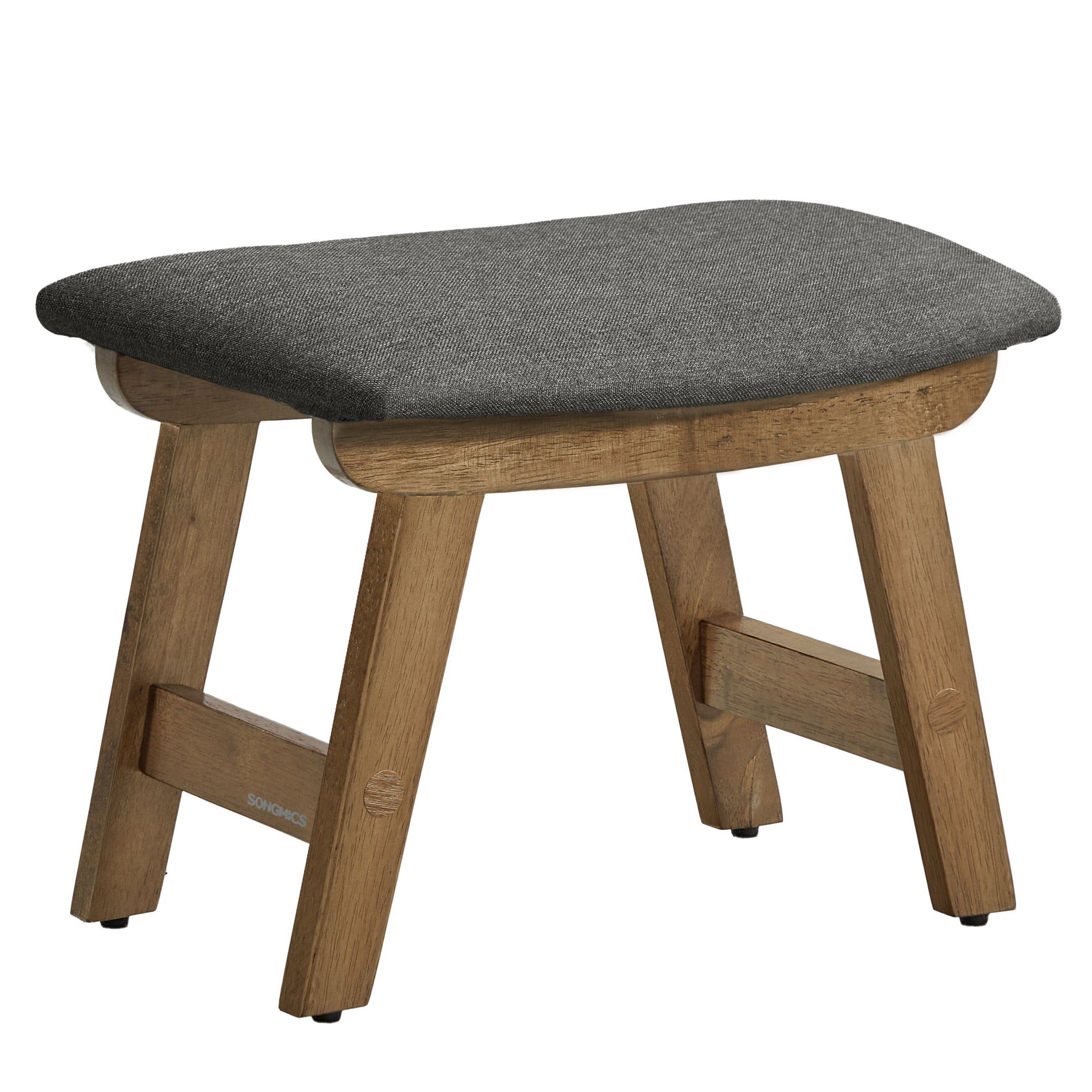 SONGMICS Foot Stool Ottoman, Padded Foot Rest Vanity Stool Under Desk with Solid Wood Frame