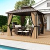 Costway 10 x 10 FT Hardtop Gazebo with Netting Heavy-Duty Double-Roof Galvanized Metal Top - 2 of 4