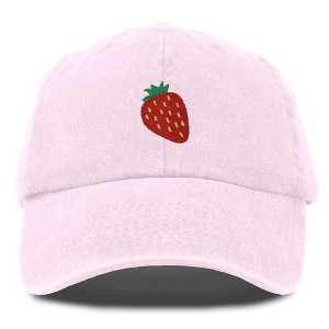 Dalix Strawberry Embroidered Cotton Dad Hat Fruit Adjustable Casual Baseball Cap Nature Womens - 1 of 4