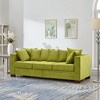84.5'' Velvet Upholstered 3-Seater Sofa with Square Arms and Nailhead Trim, Hidden Storage - 2 of 4