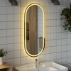 vidaXL LED Bathroom Mirror, Oval Shape, 39.4"x17.7" - Wall-Mounted, Waterproof IP65, includes USB Interface and Hooks – Ideal for Wet Environment. - 3 of 4