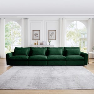 Oversized 157.5" Corduroy Cloud Modular 4-seater Sectional Sofa with Big Deep Seat, 4-Piece Free combination Sofa - 1 of 4