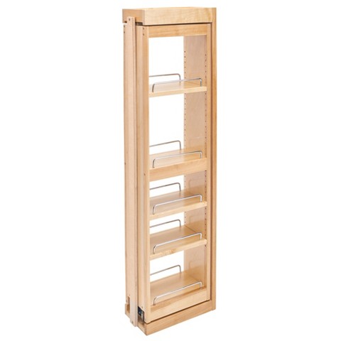 Rev-A-Shelf Kitchen Cabinet Pullout Wall Filler Wooden Organizer Slide Out Pantry Storage w/ Soft-Close in Multiple Sizes, 6 x 42 In, 432-WFBBSC42-6C