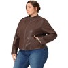 Agnes Orinda Women's Plus Size PU Motorcycle Zipper Pocket Faux Jackets - 3 of 4
