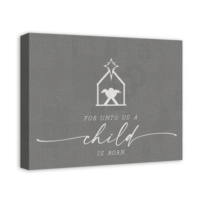 Gray and White Seasonal Holiday Canvas Wall Art
