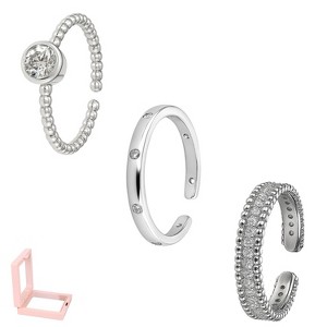 Silver-Tone Stackable Ring Set with Cubic Zirconia, Elegant Jewelry for Women, Daily & Styling Occasions - 1 of 4