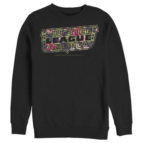 Men's Justice League Floral Logo Sweatshirt - Black - Large : Target