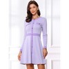 INSPIRE CHIC Women's Houndstooth Plaid Contrast Color Crew Neck Button Front Elegant A-Line Dress - 3 of 4