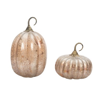 Transpac Glass 11.5 in. Orange Harvest Pumpkins Set of 2