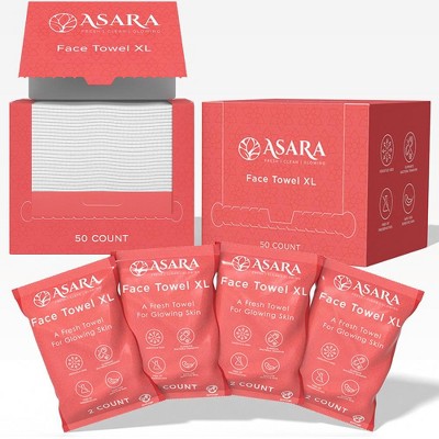 Asara Disposable Face Towel XL Facial Wipes Makeup Remover - Organic Vegan Biodegradable Face Towels
