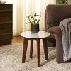Helley Ceramic Accent Table - ACC2915A - White Ceramic Faux Marble/Walnut - Safavieh - 2 of 4