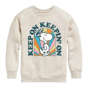 Boys' - Peanuts - Keep On Graphic Long Sleeve Fleece Sweatshirt - 1 of 4
