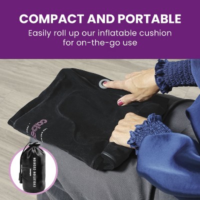 Black Ergonomic Inflatable Seat Cushion for Tailbone Relief