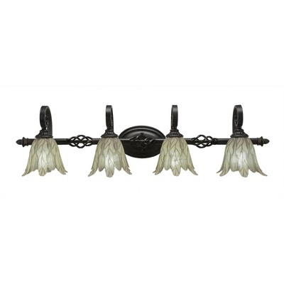 Toltec Lighting Elegante 4 - Light Vanity in  Dark Granite with 7" Vanilla Leaf Shade