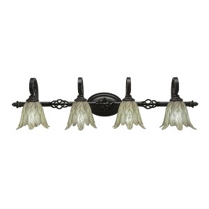 Toltec Lighting Elegante 4 - Light Vanity in  Dark Granite with 7" Vanilla Leaf Shade - 1 of 1