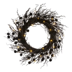 24" Prelit LED Deadwood Halloween Wreath Orange Lights - National Tree Company - 1 of 3