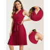 Allegra K Women's Sleeveless V Neck Tie Waist A-line Midi Pleated Dresses - image 2 of 4