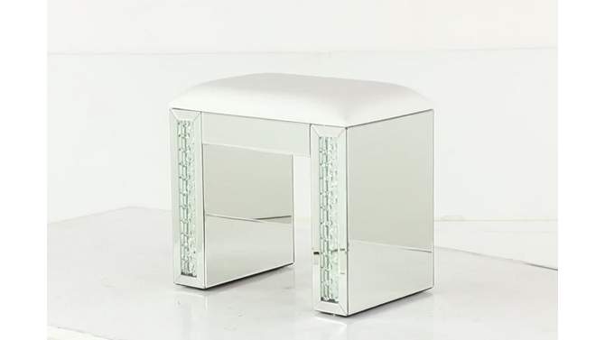 Glam Mirrored Upholstered Stool Silver - Olivia &#38; May, 2 of 9, play video