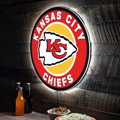 Evergreen Ultra-Thin Edgelight LED Wall Decor, Round, Kansas City Chiefs- 23 x 23 Inches Made In USA