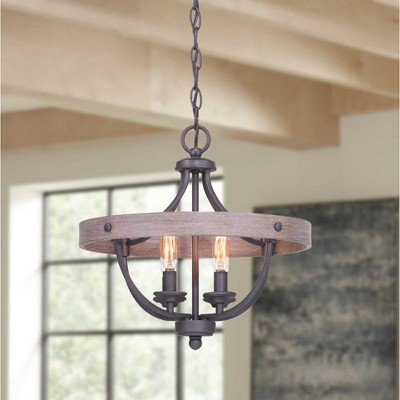 Progress Lighting Gulliver 4-Light Semi-Flush Galvanized Ceiling Light, Wood Grained Texture Shade