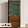 Tall Kitchen Pantry Storage Cabinet with 4 Glass Doors & Adjustable Shelves, Farmhouse Freestanding Pantry Cupboard for Dining Room, Living room - 3 of 4