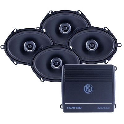 Memphis Audio 2 Pair of SRX572 Street Reference Series 5x7" 2-Way Coaxial Speakers with SRX150.2 Street Reference Series 2-Channel Amplifier
