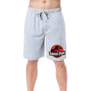 Jurassic Park Mens' Dinosaur Film Movie Park Logo Sleep Pajama Shorts Grey - 1 of 4