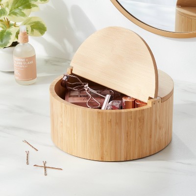 9&#34; x 4&#34; Circular Hinge Lid Bamboo Countertop Organizer - Brightroom&#8482;_2