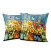 Daisy Vase Pillow Covers 18x18 Set of 2 Rustic Floral Sunflower Wood Board Decorative Throw Pillow Cases - 4 of 4